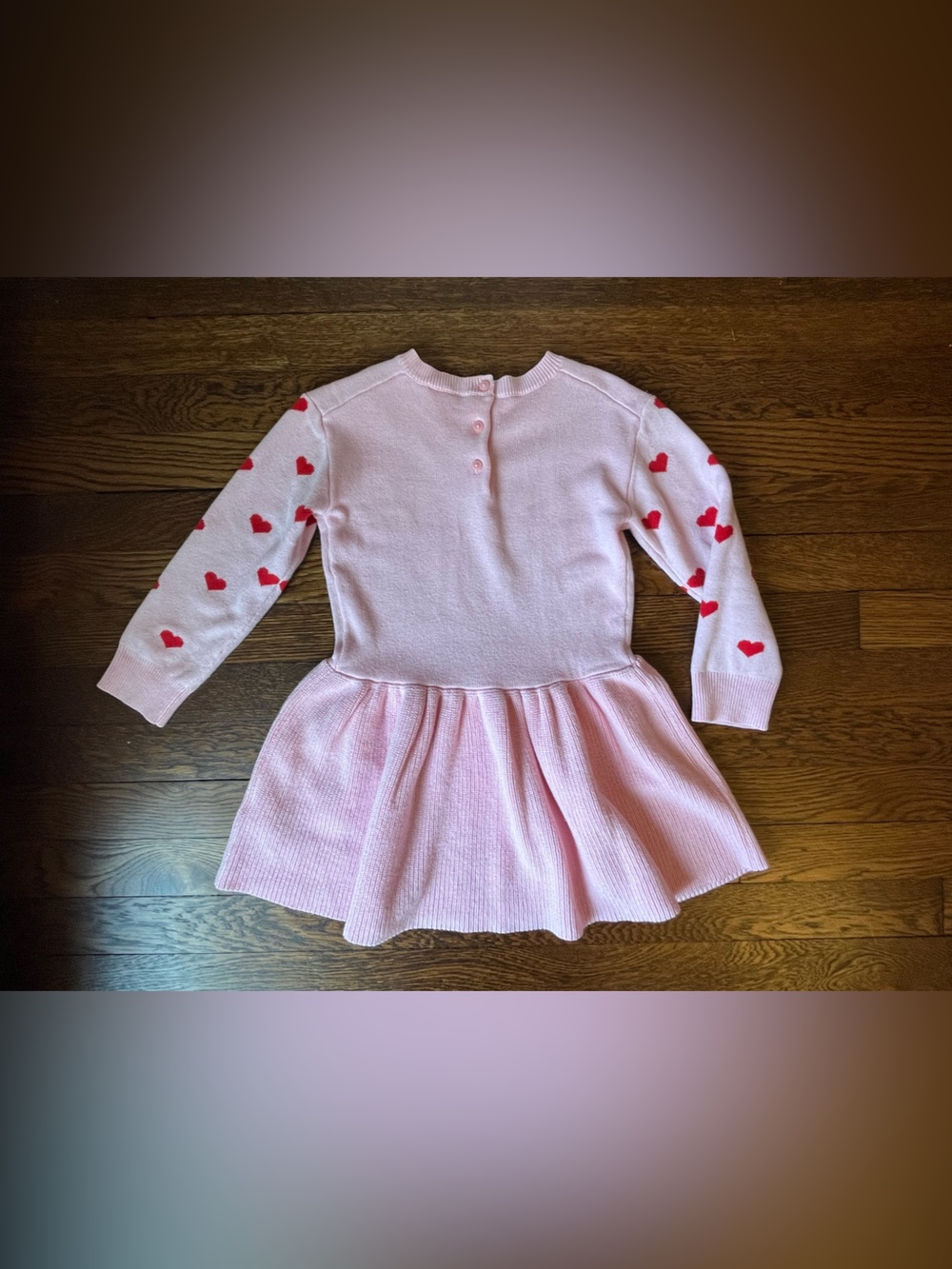 Janie and Jack Pink Knit Heart Dress - Size 4 - Picture 3 of 5